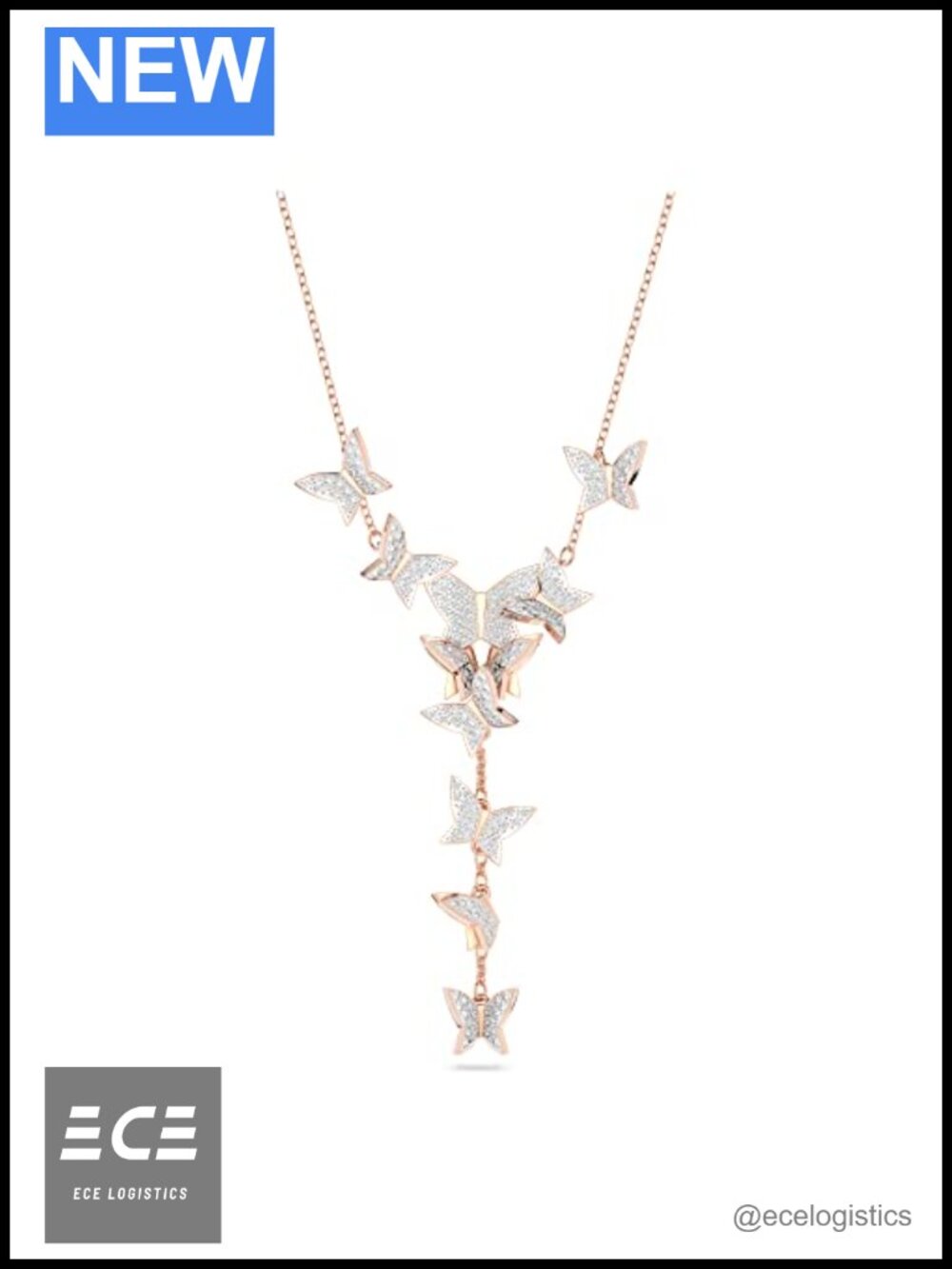 Swarovski Lilia Y Necklace Butterfly Rose-gold tone plated